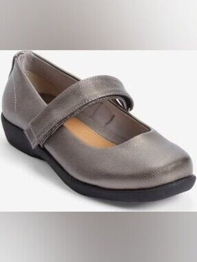 Wide Width (WW) Comfortview Carla Mary Jane Flat | 10WW | Gunmetal Colour
